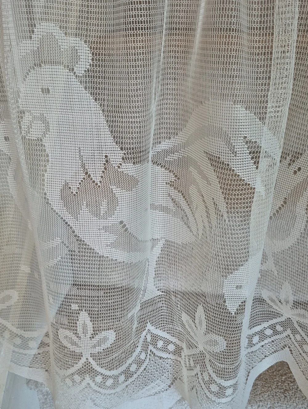 White Rooster Hen Lace Curtain Panels Pair